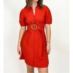 NWT Current Air Tabitha Button-Front Mini Dress with Statement Belt